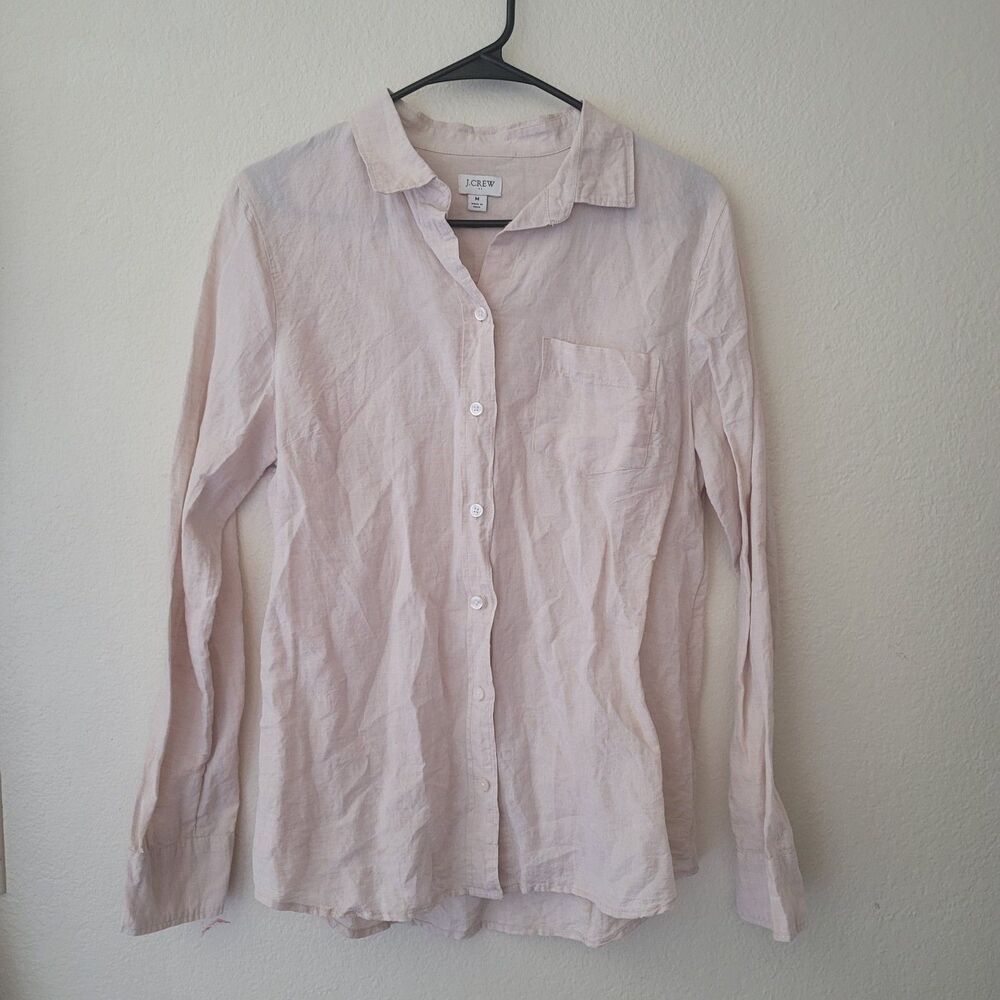 J. Crew Linen Blend Button Front Top Size Medium
